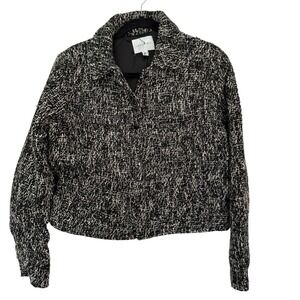 Jason Wu Tweed Cropped Snap Front Jacket Black White Sz 6 Designer *Flaw Read*
